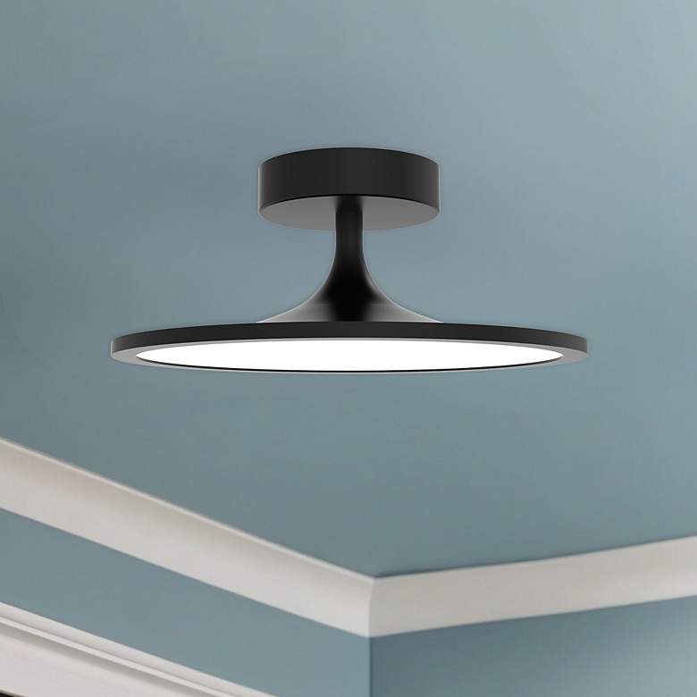 Image 1 Issa 12" Wide Matte Black LED Ceiling Light