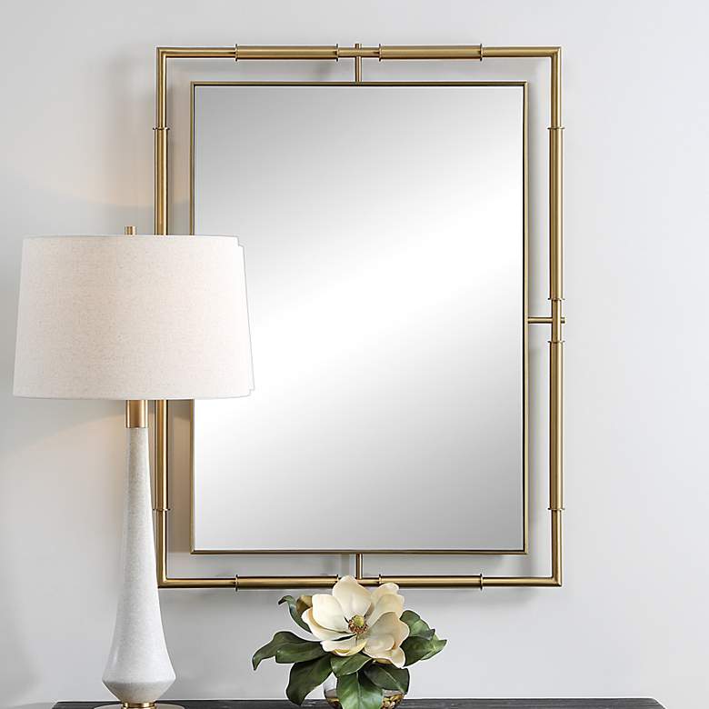 Image 1 It's All Connected Brass 30" x 40" Rectangular Wall Mirror