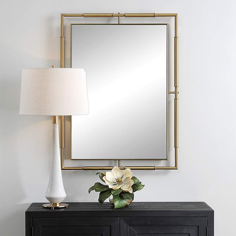 Image 3 It's All Connected Brass 30" x 40" Rectangular Wall Mirror more views