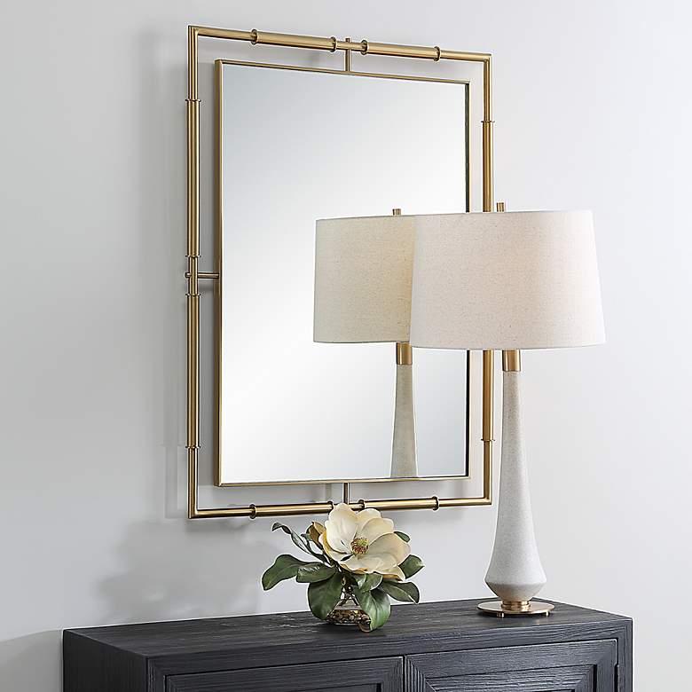 Image 4 It's All Connected Brass 30" x 40" Rectangular Wall Mirror more views
