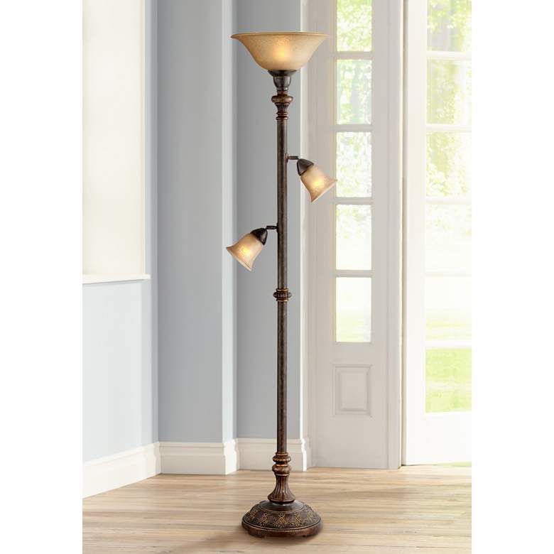 Image 1 Italian Bronze 3-in-1™ Torchiere Floor Lamp