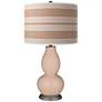Italian Coral Bold Stripe Double Gourd Table Lamp