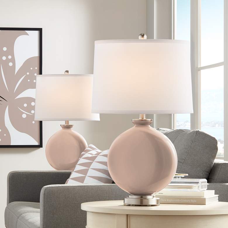 Italian Coral Carrie Table Lamp Set of 2