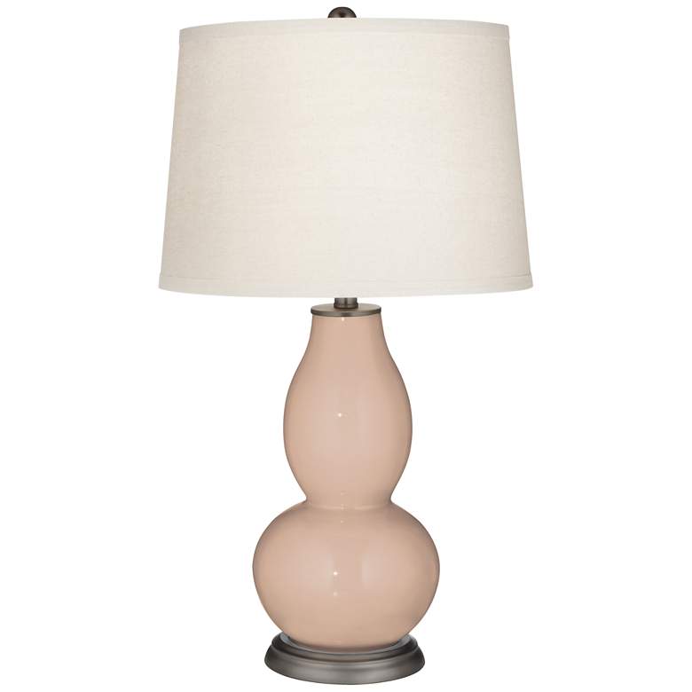 Image 2 Italian Coral Double Gourd Table Lamp with Vine Lace Trim