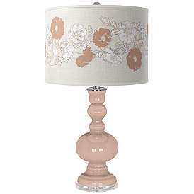 Image1 of Italian Coral Rose Bouquet Apothecary Table Lamp