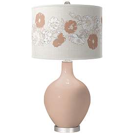Image1 of Italian Coral Rose Bouquet Ovo Table Lamp