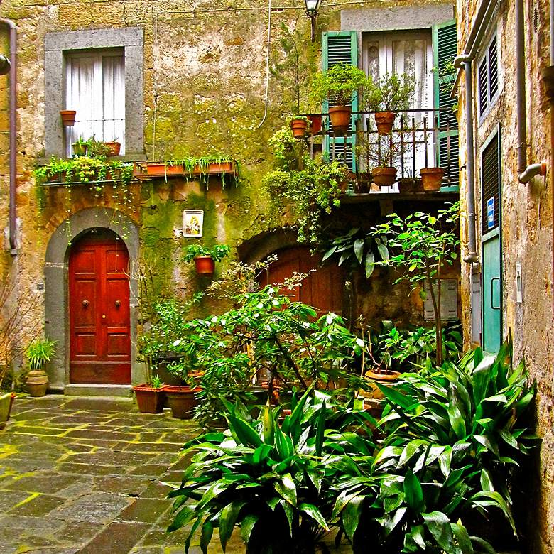 Image 2 Italian Courtyard 40" High Indoor-Outdoor Giclee Wall Art more views