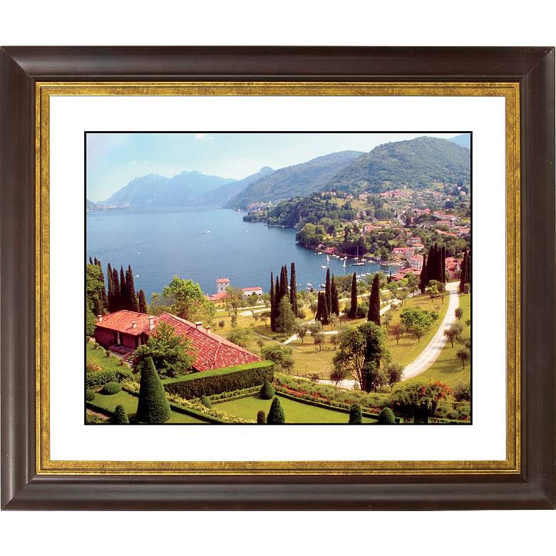 Image 1 Italian Lake Gold Bronze Frame Giclee 20 inch Wide Wall Art