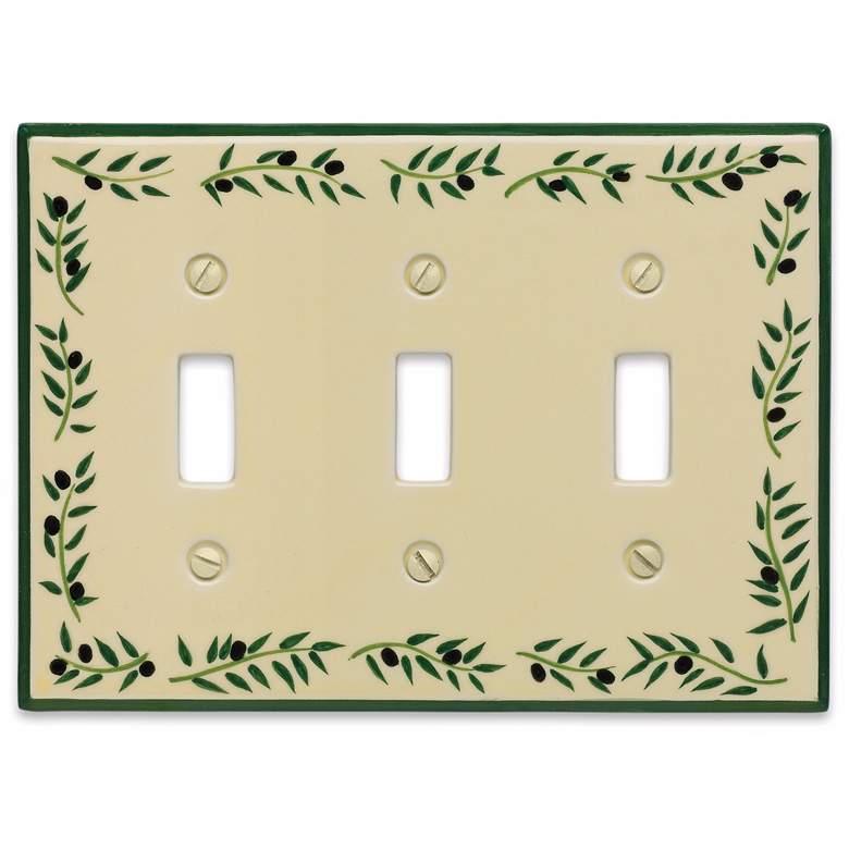 Image 1 Italian Olive Triple Toggle Ceramic Wall Plate