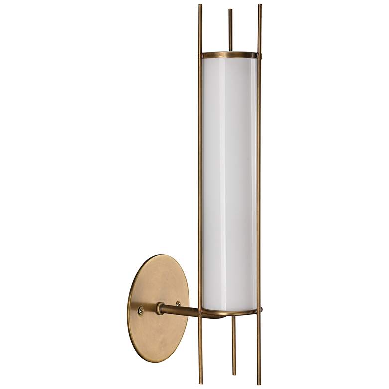 Image 1 Italo 15 1/4" High Antique Brass Cylinder Wall Sconce