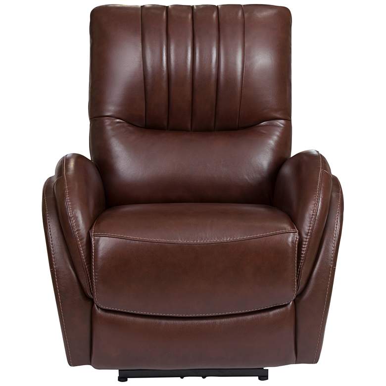 Image 1 Italy Brown Leather Power USB Recliner with Lumbar Support