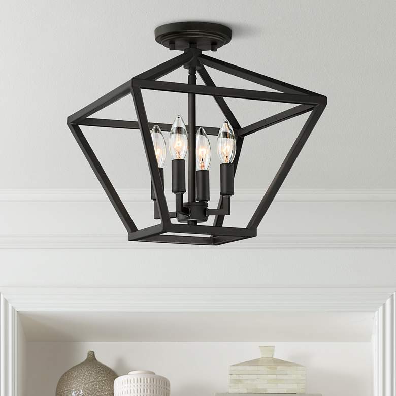 Image 1 Ithaca 13" Wide Bronze Open Frame 4-Light Ceiling Light