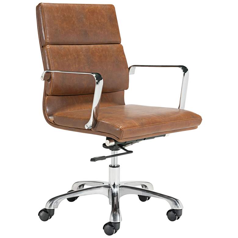 Image 1 Ithaca Vintage Brown Faux Leather Adjustable Office Chair