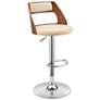 Itzan Adjustable Swivel Barstool in Chrome Finish with Cream Faux Leather