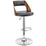 Itzan Adjustable Swivel Barstool in Chrome Finish with Gray Faux Leather