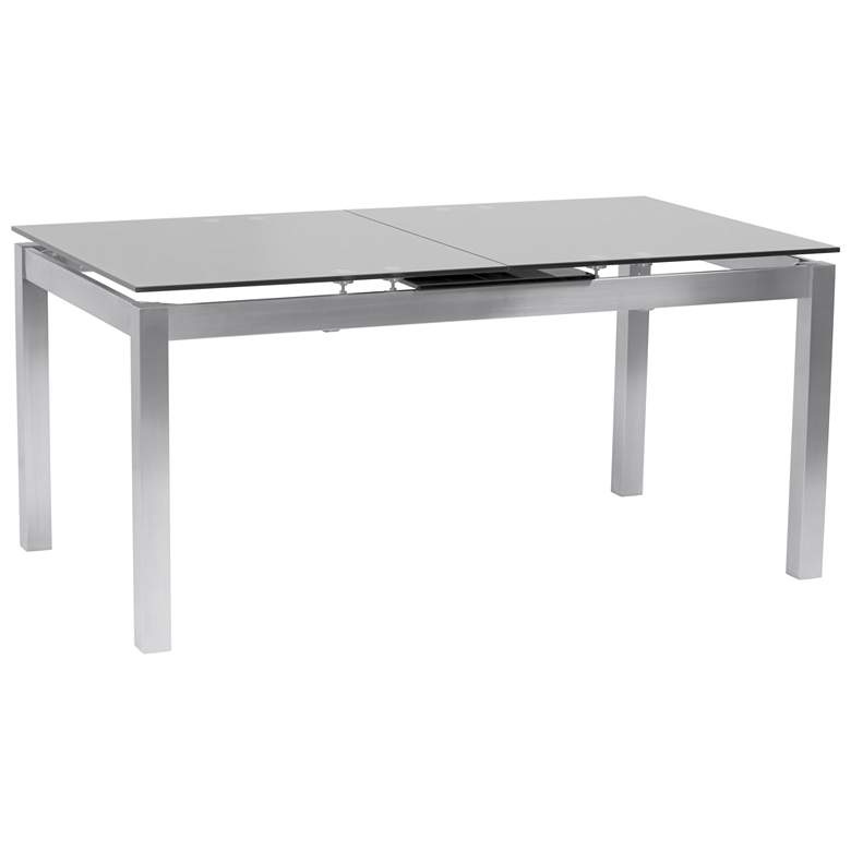 Image 1 Ivan 79 in. Extendable Dining Table in Stainless Steel and Gray Glass Top