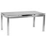 Ivan 79 in. Extendable Dining Table in Stainless Steel and Gray Glass Top