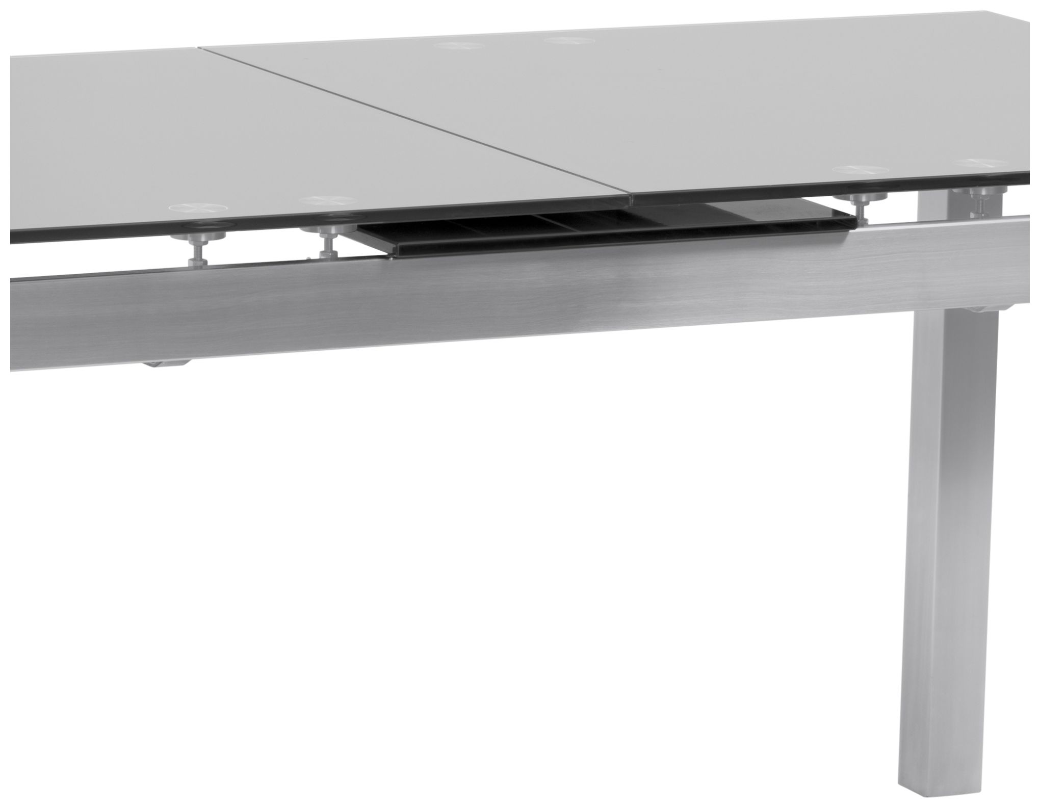Image 3 Ivan 79 in. Extendable Dining Table in Stainless Steel and Gray Glass Top more views