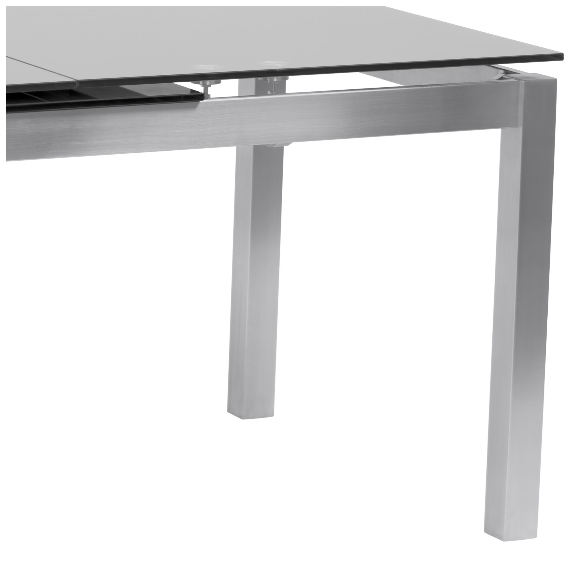 Image 4 Ivan 79 in. Extendable Dining Table in Stainless Steel and Gray Glass Top more views