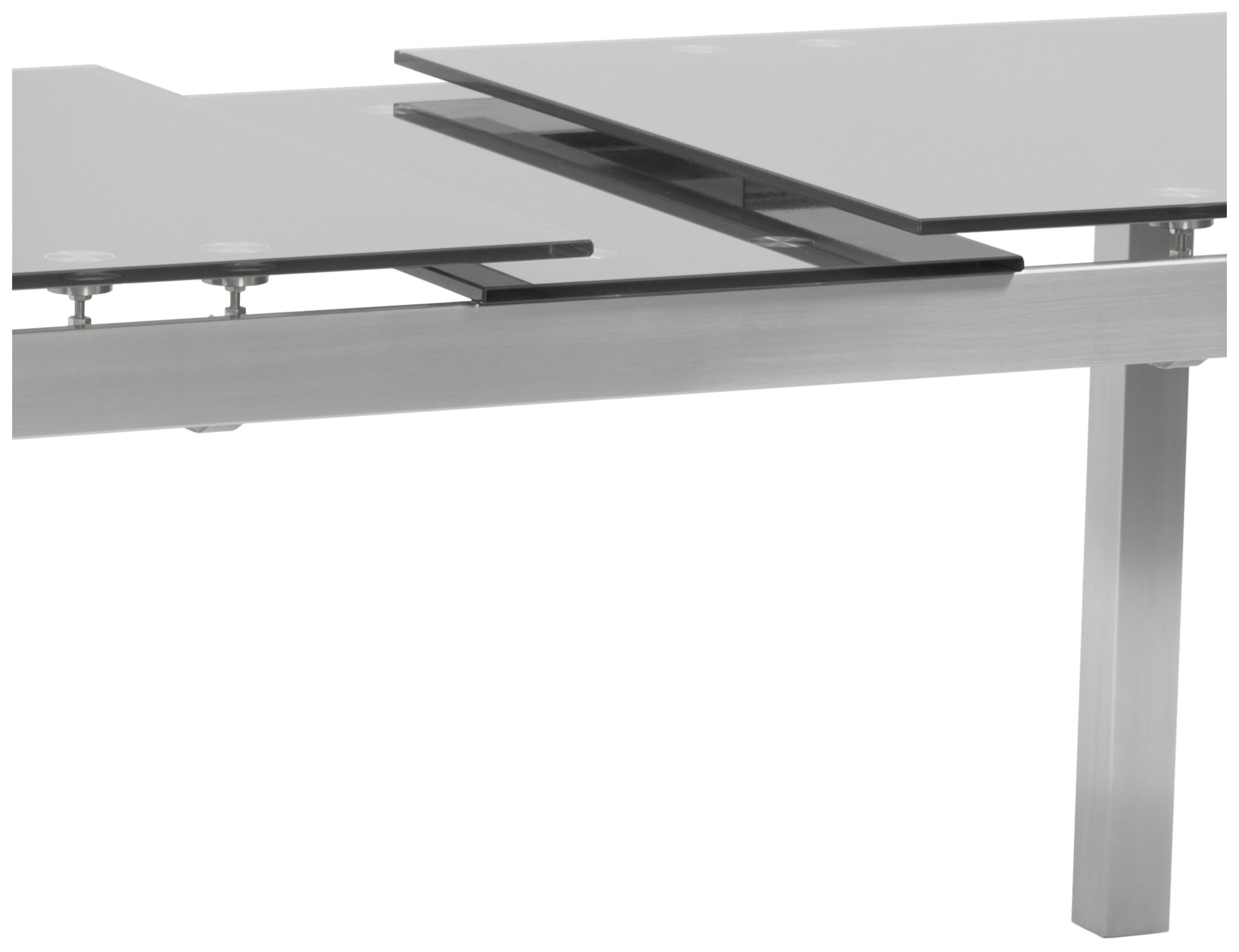 Image 5 Ivan 79 in. Extendable Dining Table in Stainless Steel and Gray Glass Top more views
