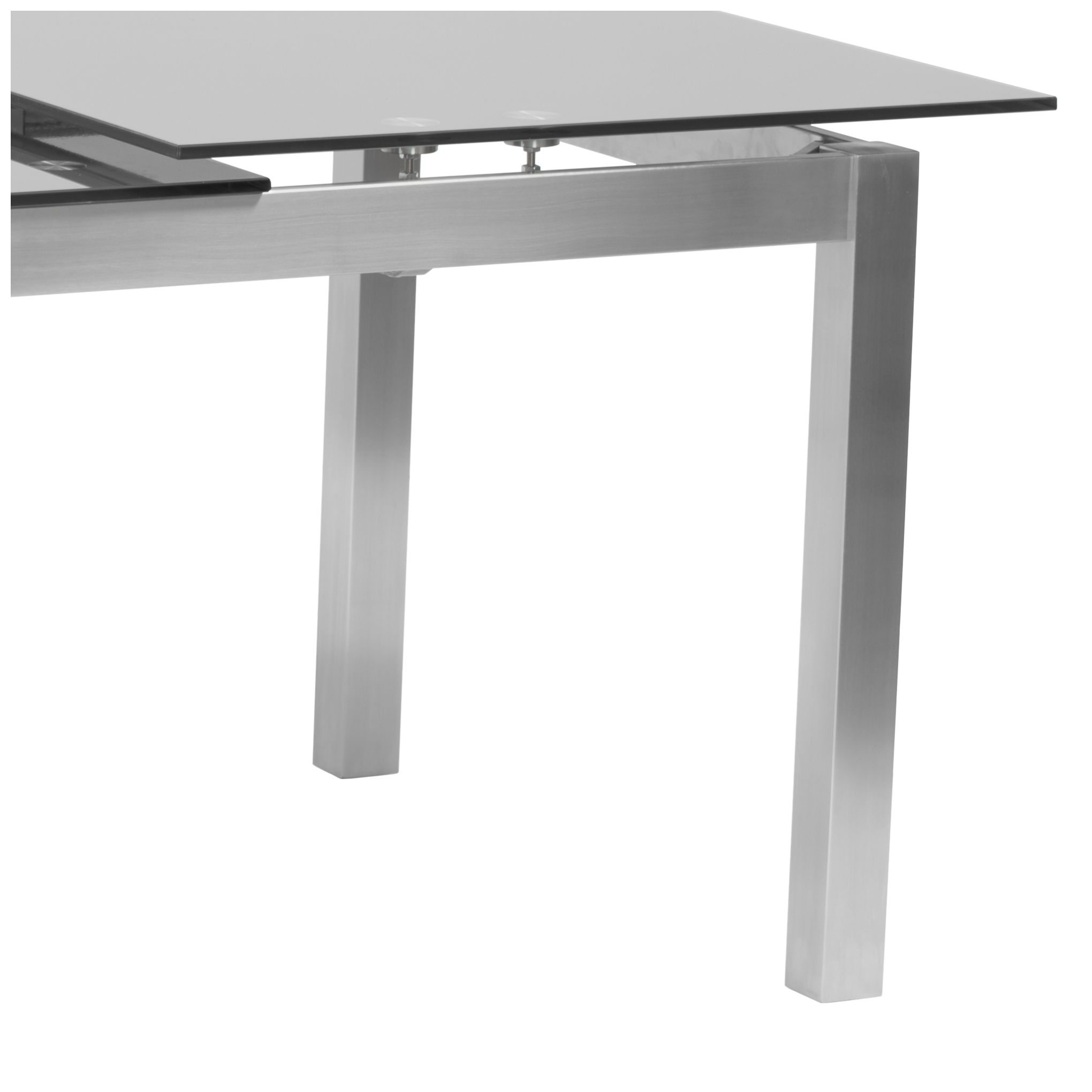 Image 6 Ivan 79 in. Extendable Dining Table in Stainless Steel and Gray Glass Top more views