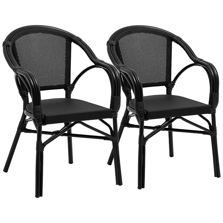 Image 1 Ivan Black Outdoor Stacking Armchairs Set of 2