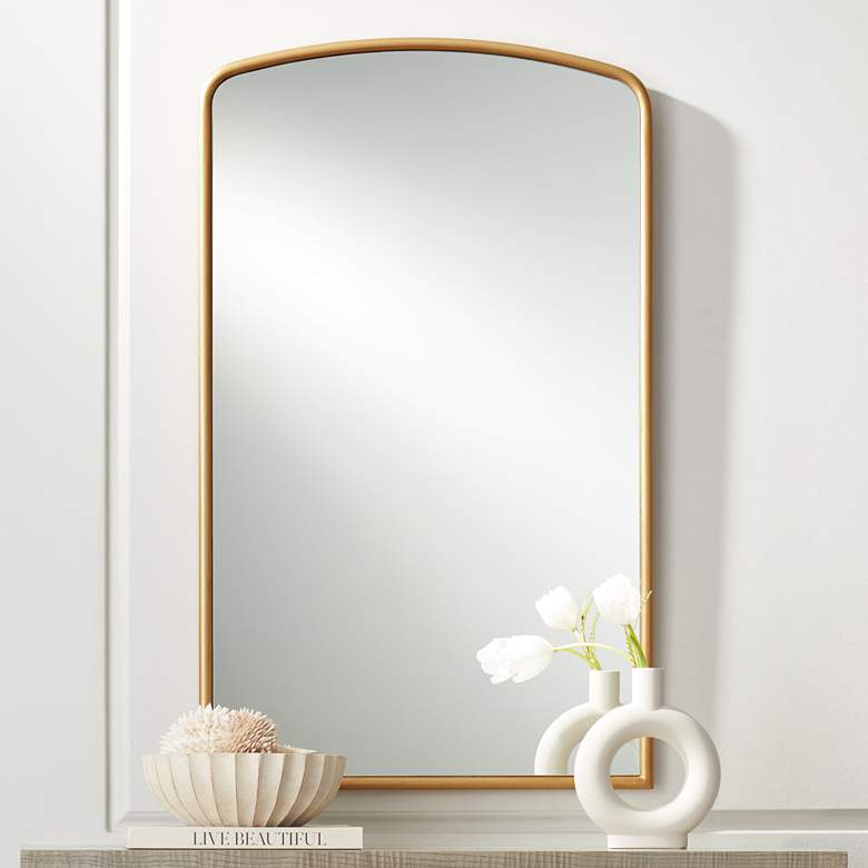 Image 2 Ivanov Brush Gold 23 1/2" x 39" Arch Top Wall Mirror