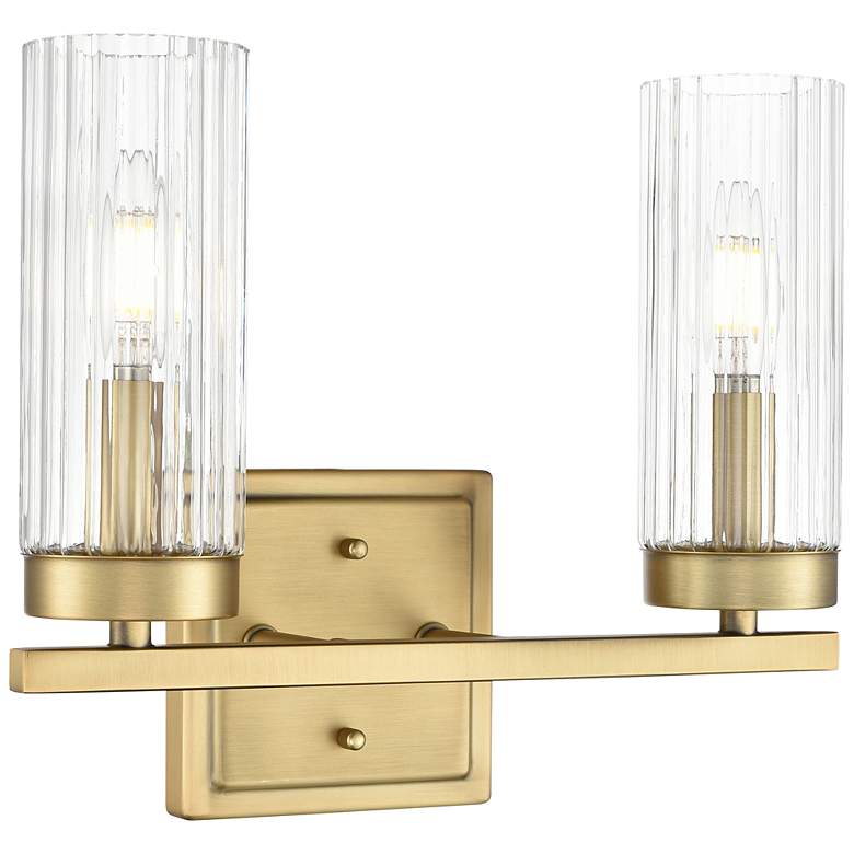 Image 2 Iversen 12.5" Wide 2-Light Vanity in Vintage Brass more views