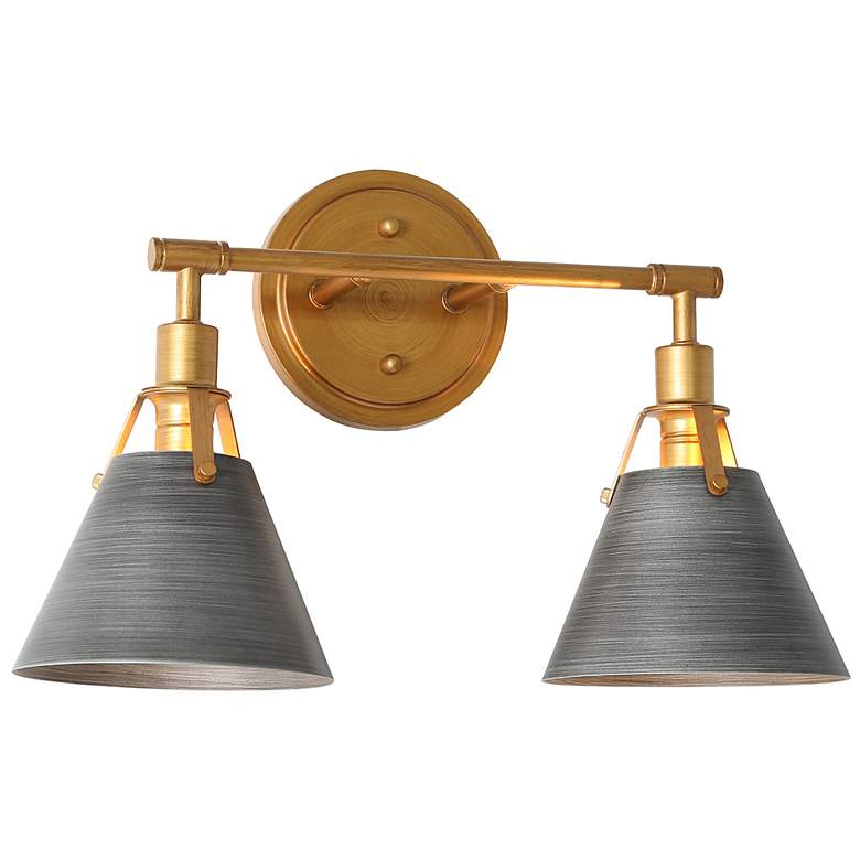 Image 1 Ives 10 1/2" High Vintage Brushed Gold 2-Light Wall Sconce