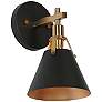 1_Ives 10" High Matte Black and Plating Brass Wall Sconce