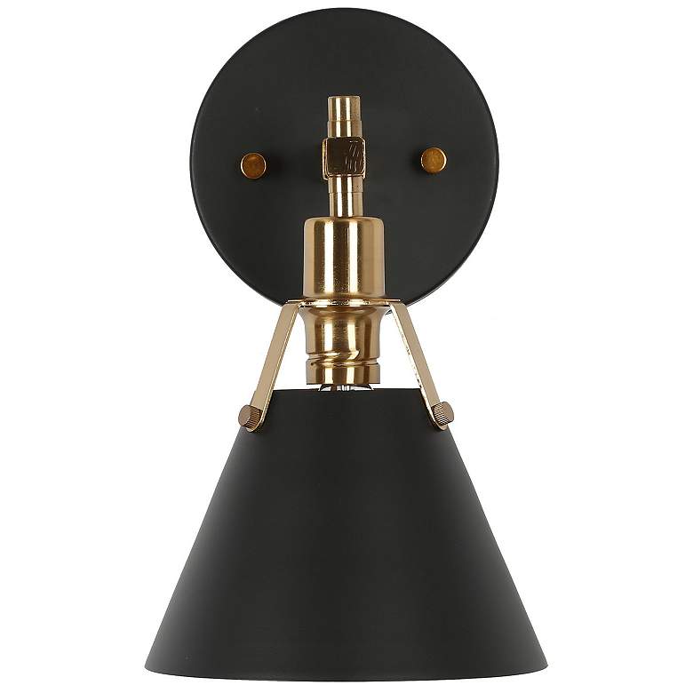 Image 2 Ives 10" High Matte Black and Plating Brass Wall Sconce more views
