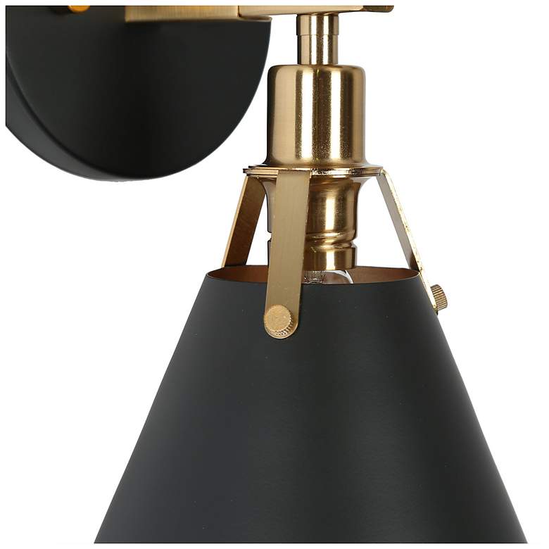 Image 3 Ives 10" High Matte Black and Plating Brass Wall Sconce more views