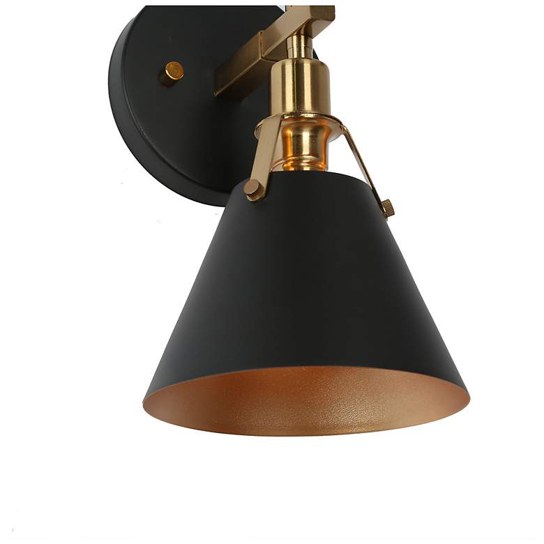 Image 4 Ives 10" High Matte Black and Plating Brass Wall Sconce more views
