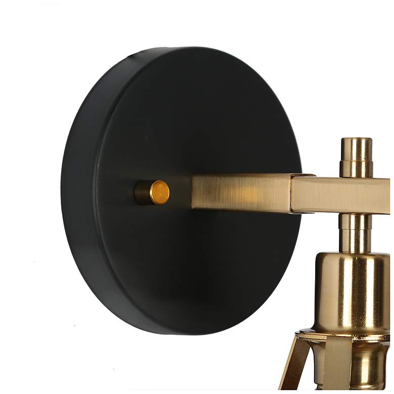 Image 5 Ives 10" High Matte Black and Plating Brass Wall Sconce more views