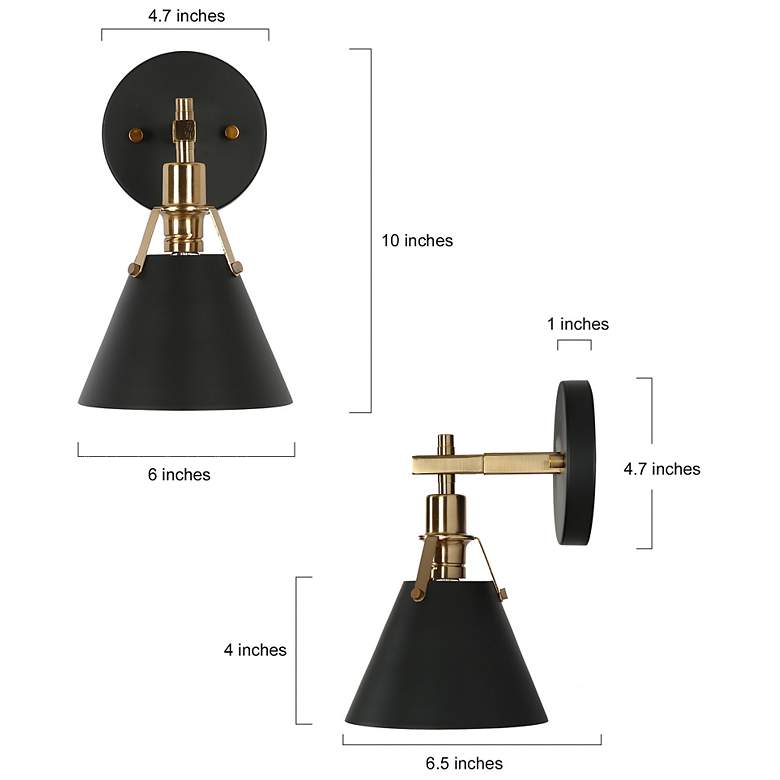 Image 6 Ives 10" High Matte Black and Plating Brass Wall Sconce more views