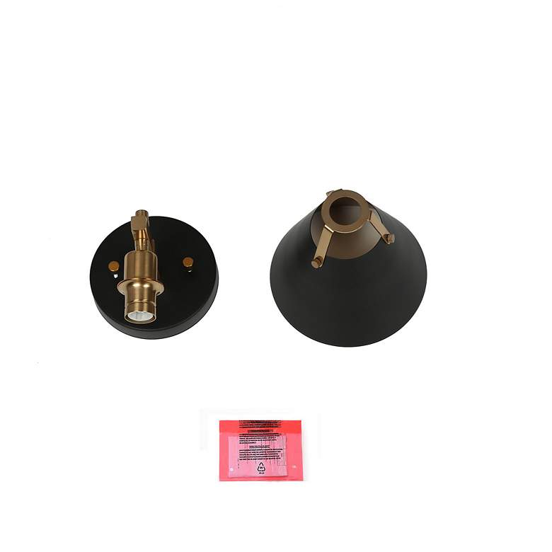 Image 7 Ives 10" High Matte Black and Plating Brass Wall Sconce more views