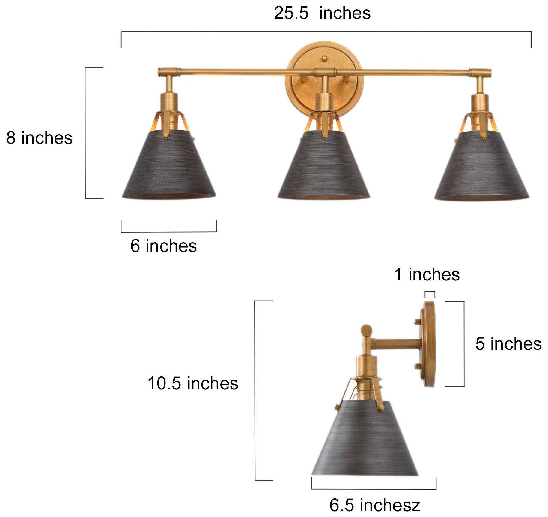 Image 2 Ives 3-Light Gold Antique Silver Vanity Bath Lights more views