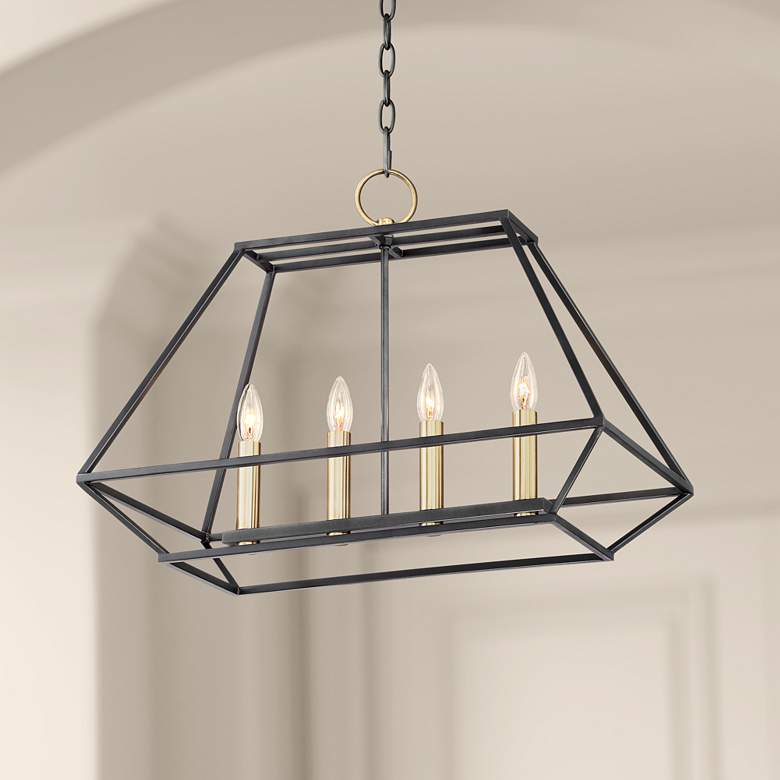 Image 1 Ivon 25"W Natural Black Iron Kitchen Island Light Chandelier