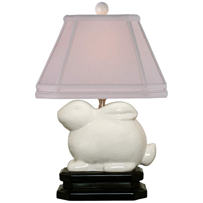 Image 1 Ivory 14 1/2" High Porcelain Bunny Accent Table Lamp