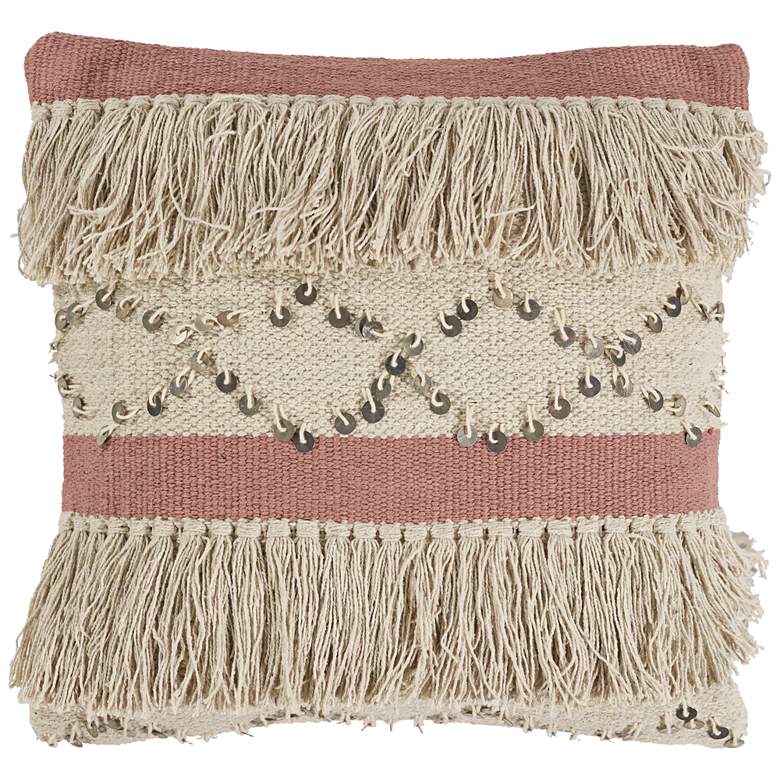 Image 1 Ivory and Blush Treasure 18 inch Square Throw Pillow