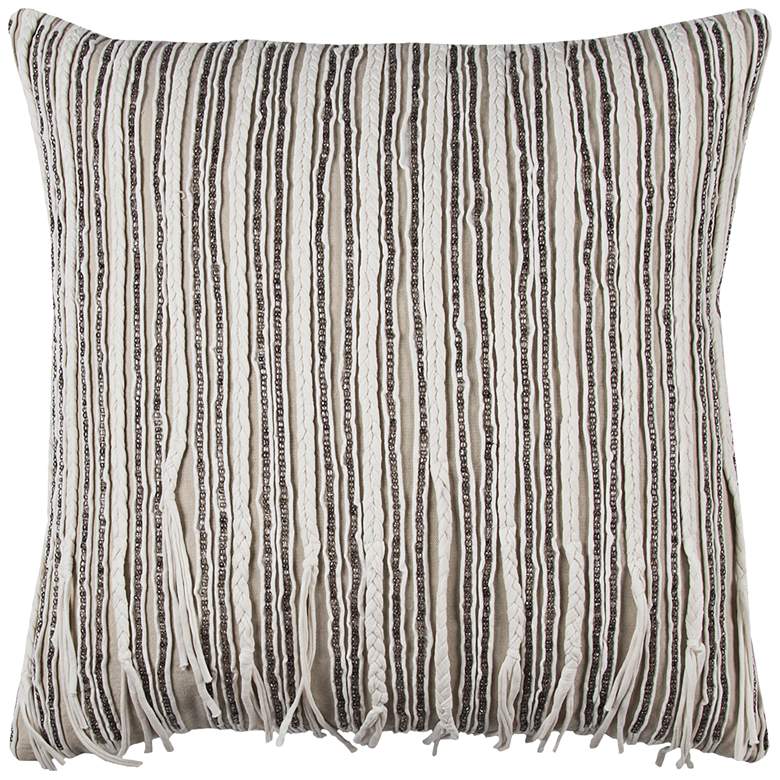 Image 1 Ivory and Gray Braided Hosiery 20 inch Square Throw Pillow