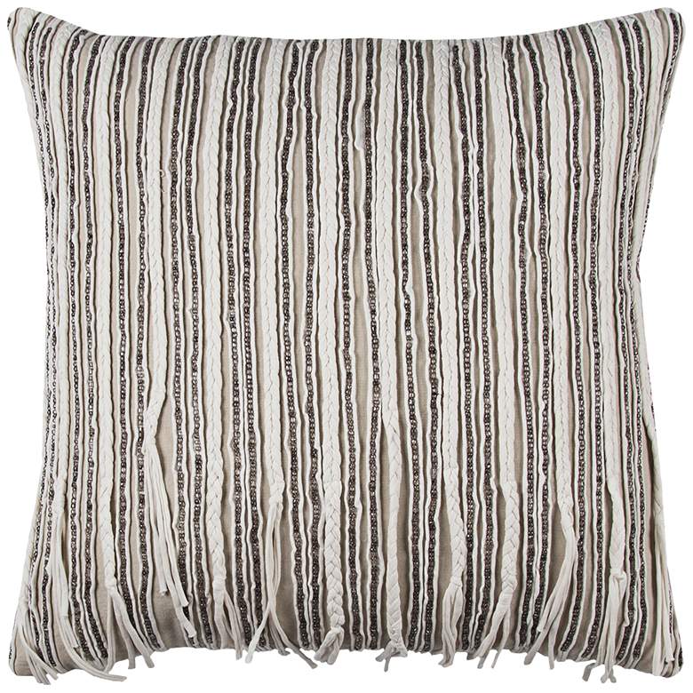 Image 1 Ivory and Gray Braided Hosiery 20" Square Throw Pillow