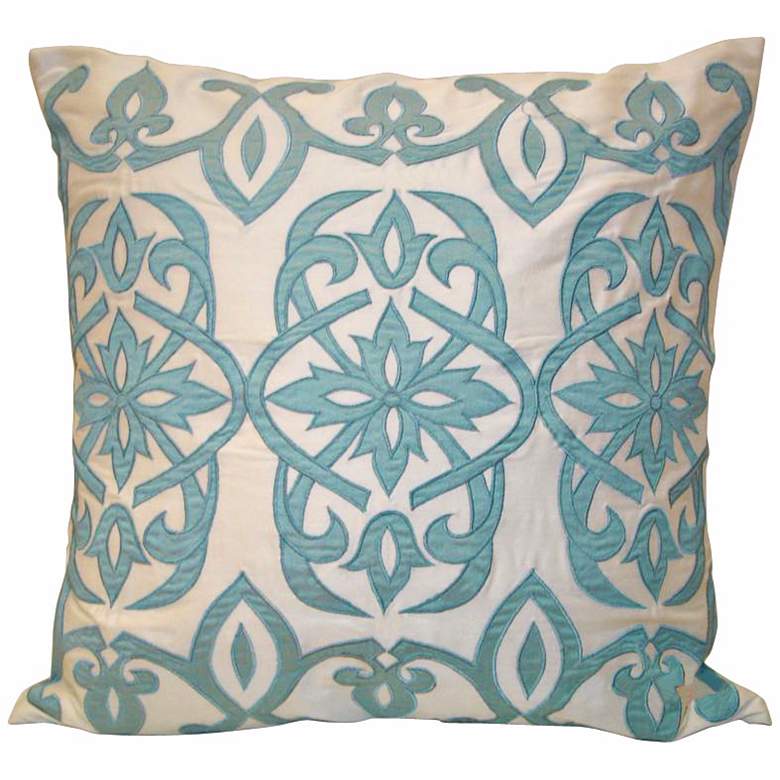 Image 1 Ivory And Light Blue 18 inch Square Throw Pillow