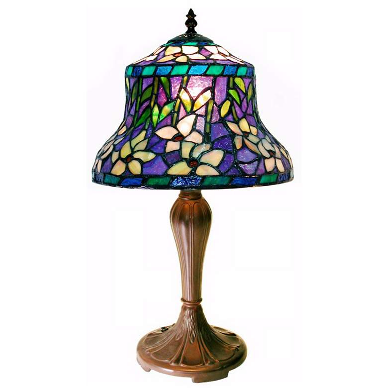 Image 1 Ivory and Purple Lily Tiffany Style Accent Table Lamp