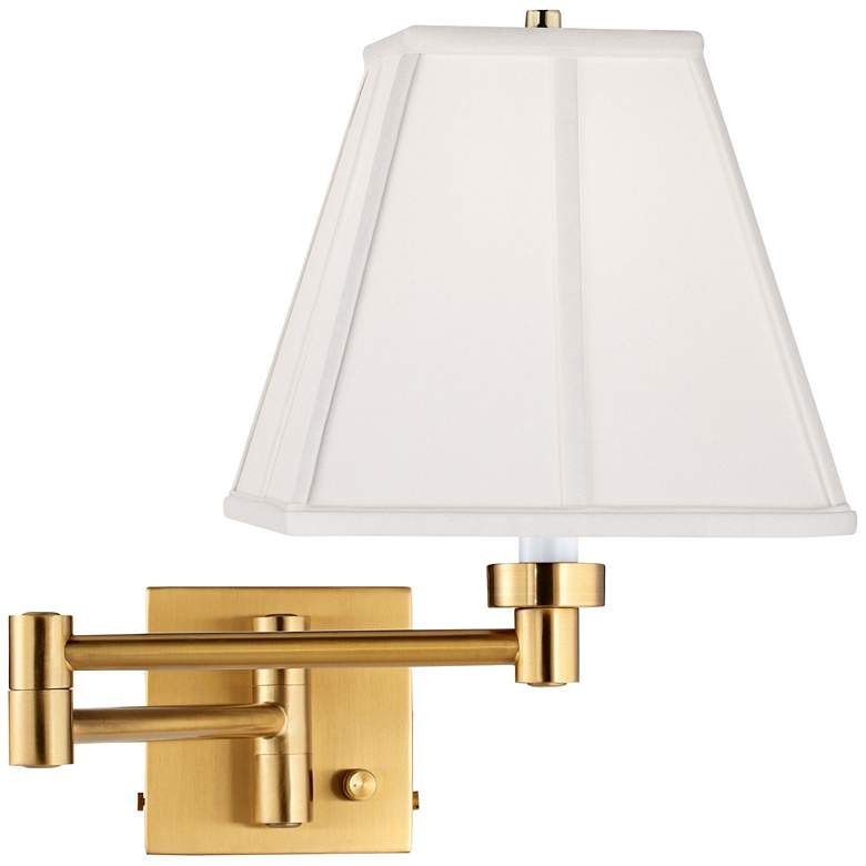 Ivory Classic Square Alta Square Antique Brass Swing Arm Plug-In Wall Lamp