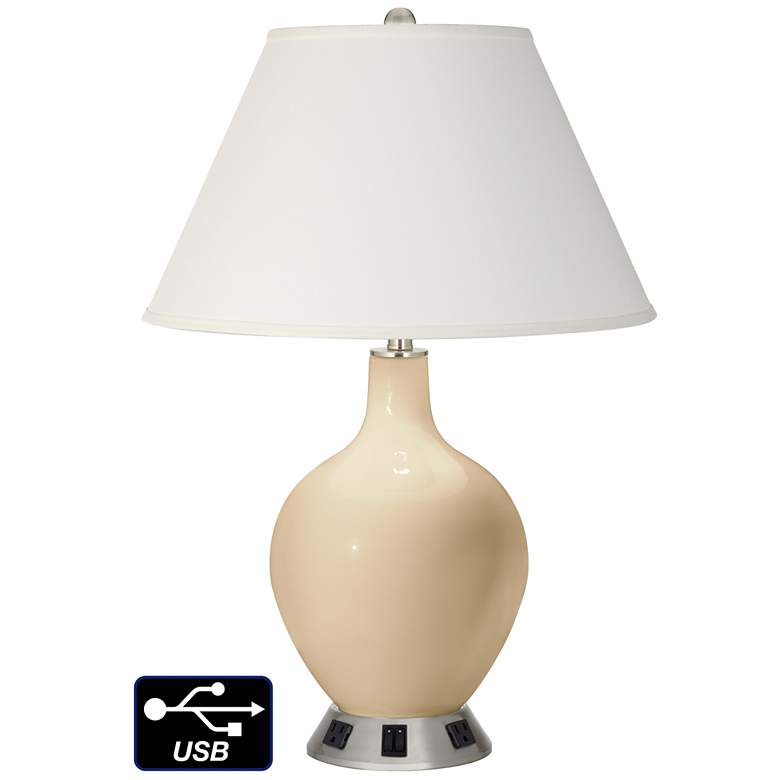Image 1 Ivory Empire 2-Light Lamp - 2 Outlets and USB in Colonial Tan