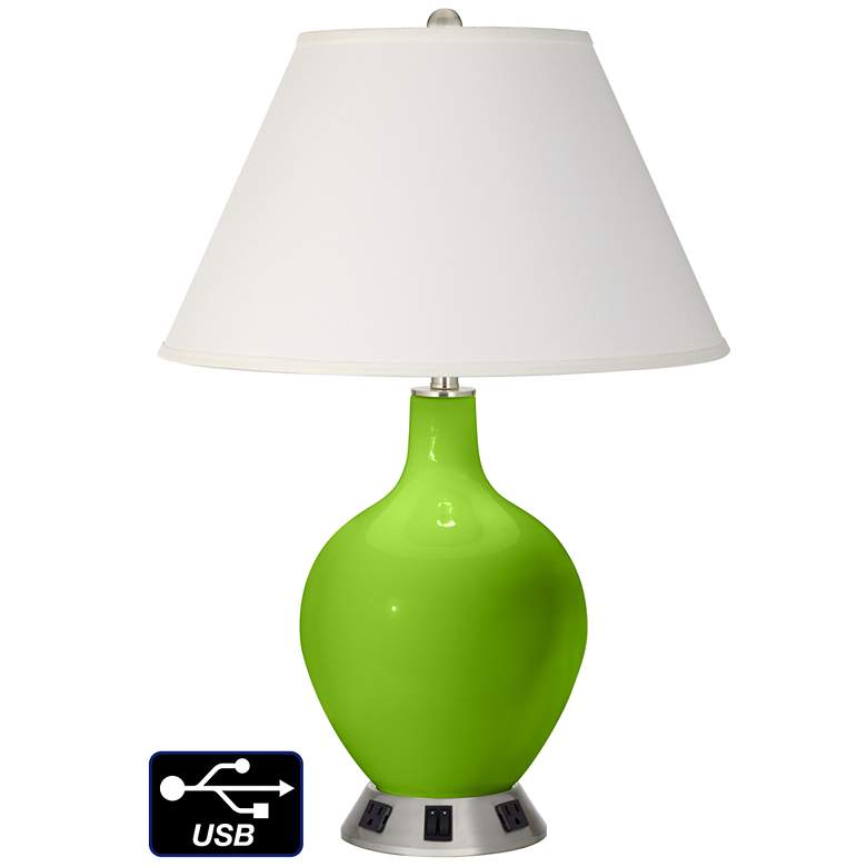 Image 1 Ivory Empire 2-Light Lamp - 2 Outlets and USB in Neon Green