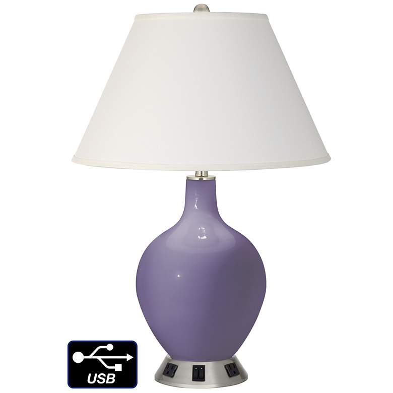 Image 1 Ivory Empire 2-Light Lamp - 2 Outlets and USB in Purple Haze