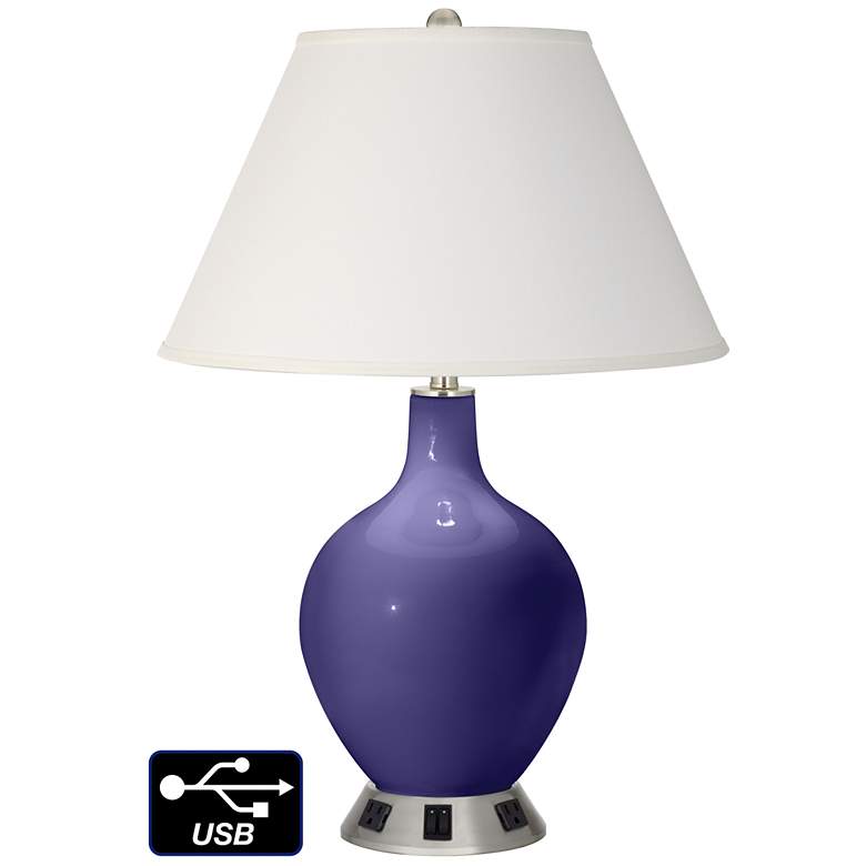 Image 1 Ivory Empire 2-Light Lamp - 2 Outlets and USB in Valiant Violet