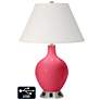 Ivory Empire 2-Light Table Lamp - 2 Outlets and USB in Eros Pink